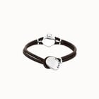Leather bracelet with faceted black oval crystal